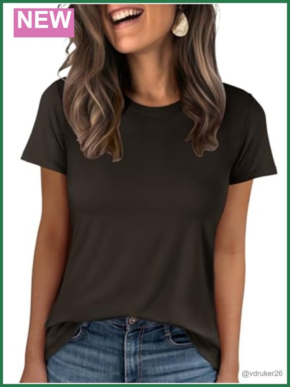 Women's Wrinkle-Free Crew Neck Short Sleeve Basic Tee Shirt Regular Fit